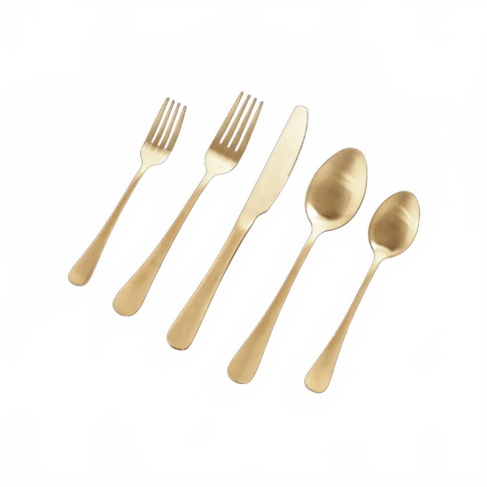 NEW BEATRIZ BALL vida droplet 5 piece flatware set in champagne gold